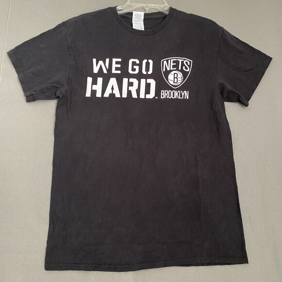 Brooklyn Nets Shirt Mens‎ Medium Black We Go Hard NBA Basketball NY Delta Pro - Picture 1 of 9